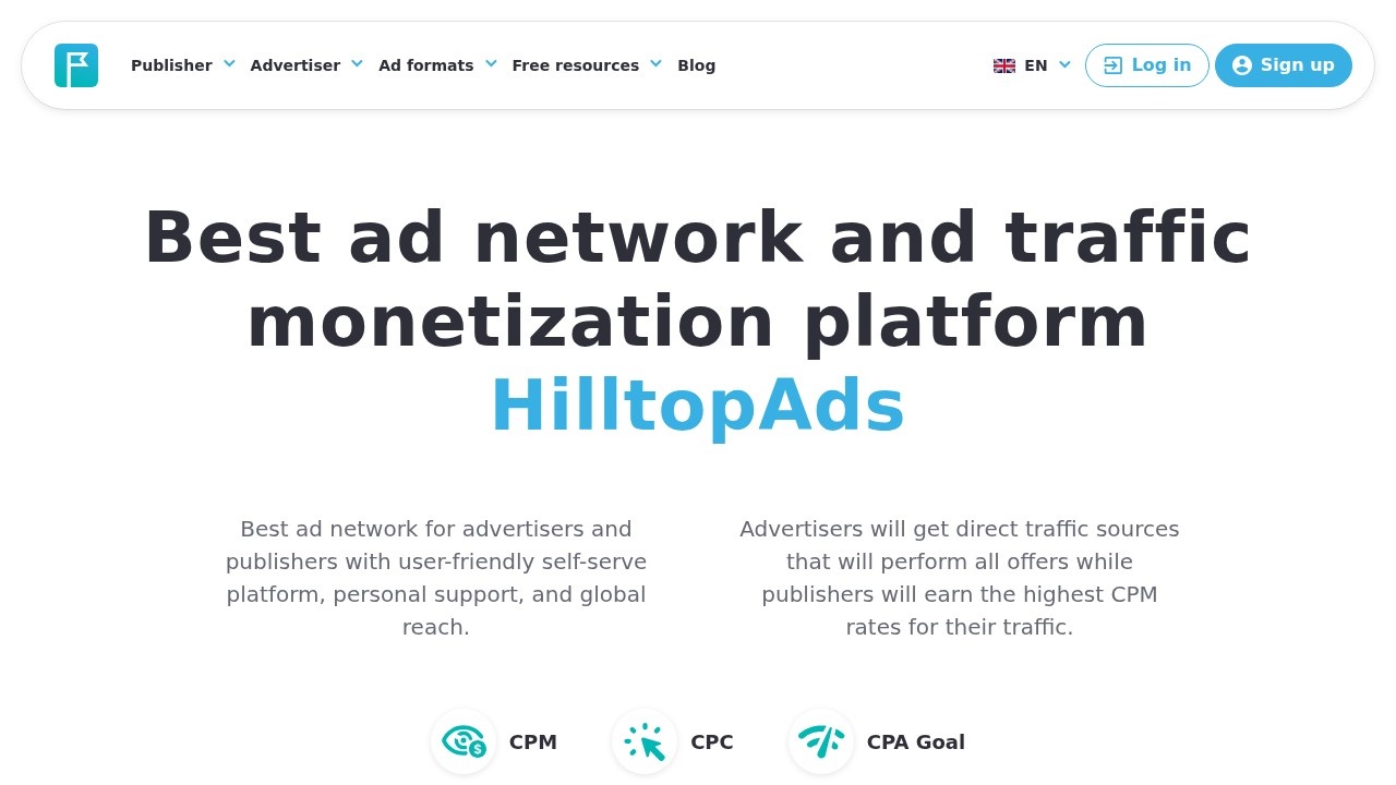 HilltopAds website screenshot