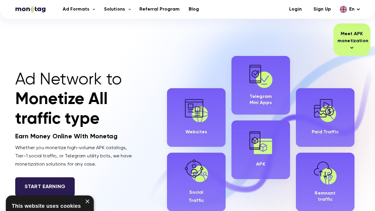 Monetag website screenshot