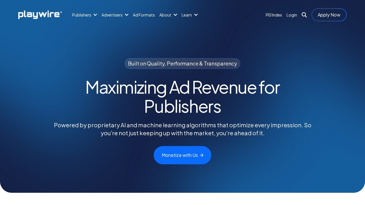Playwire website screenshot
