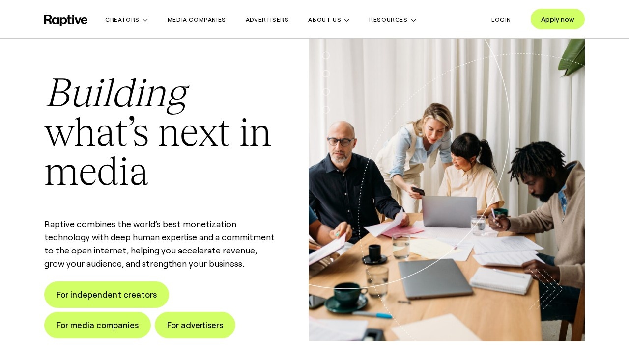 Raptive website screenshot